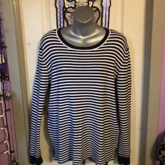 Micheal Khors striped navy blue and white sweater - Picture 2 of 4
